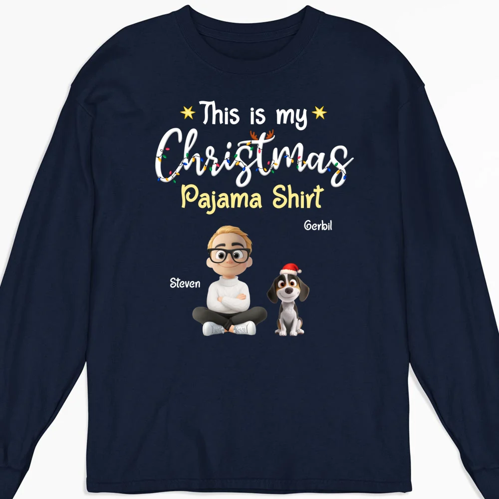 Pawjama Shirt Cartoon Christmas Ver Man - Personalized Custom Long Sleeve T-shirt - Image 6