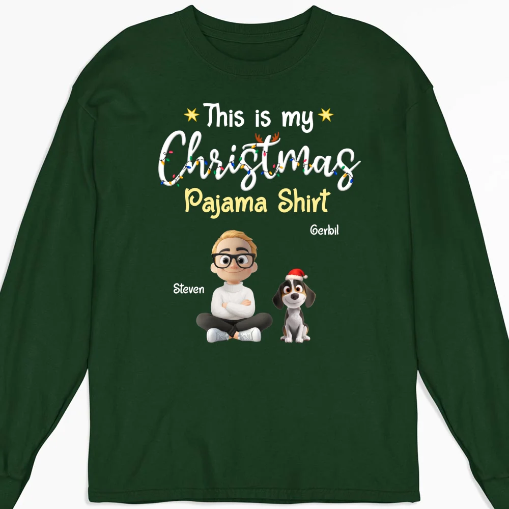 Pawjama Shirt Cartoon Christmas Ver Man - Personalized Custom Long Sleeve T-shirt - Image 7