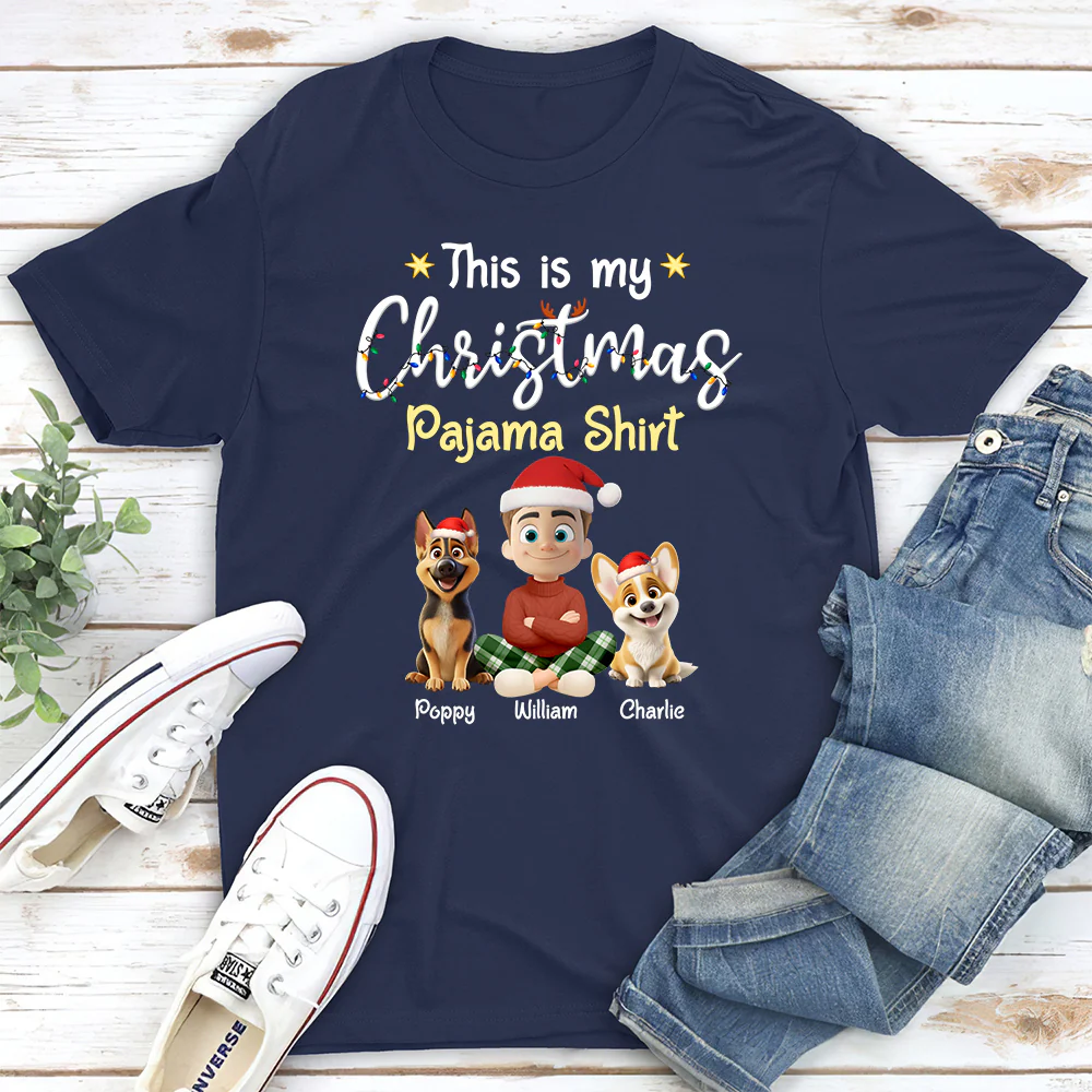 Pawjama Shirt Cartoon Christmas Ver Man - Personalized Custom Unisex T-shirt - Image 2