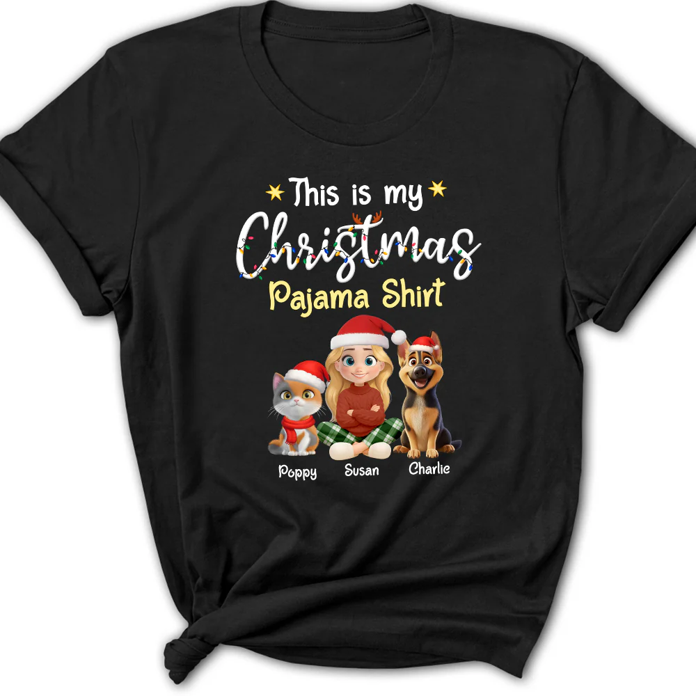 Pawjama Shirt Cartoon Christmas Ver Pet - Personalized Custom Women's T-shirt
