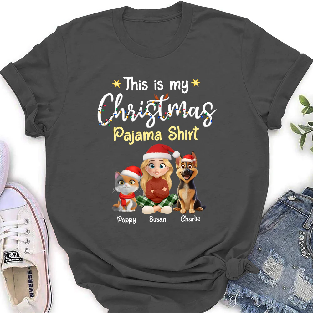 Pawjama Shirt Cartoon Christmas Ver Pet - Personalized Custom Women's T-shirt - Image 4
