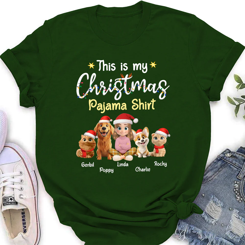 Pawjama Shirt Cartoon Christmas Ver Pet - Personalized Custom Women's T-shirt - Image 5