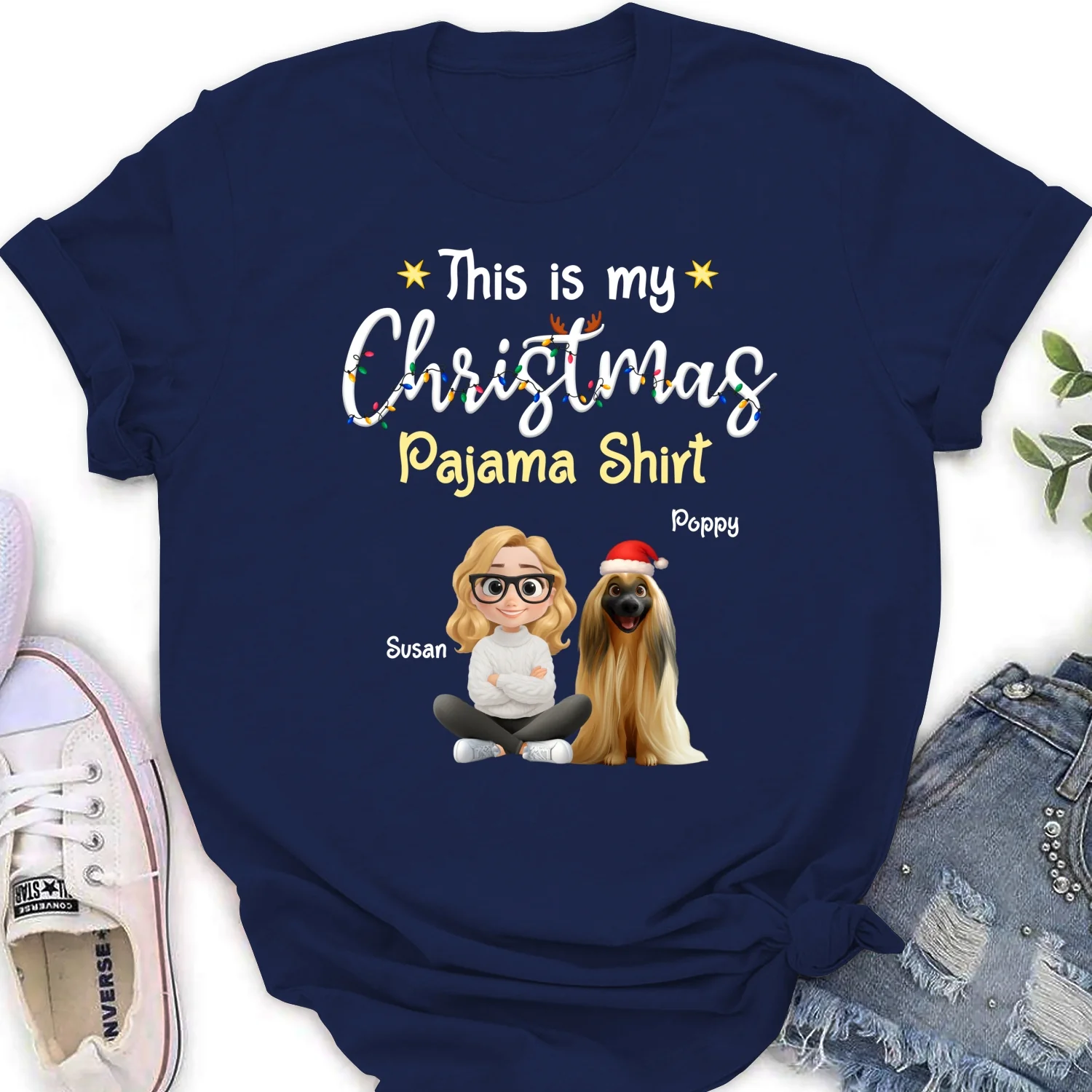 Pawjama Shirt Cartoon Christmas Ver Pet - Personalized Custom Women's T-shirt - Image 7