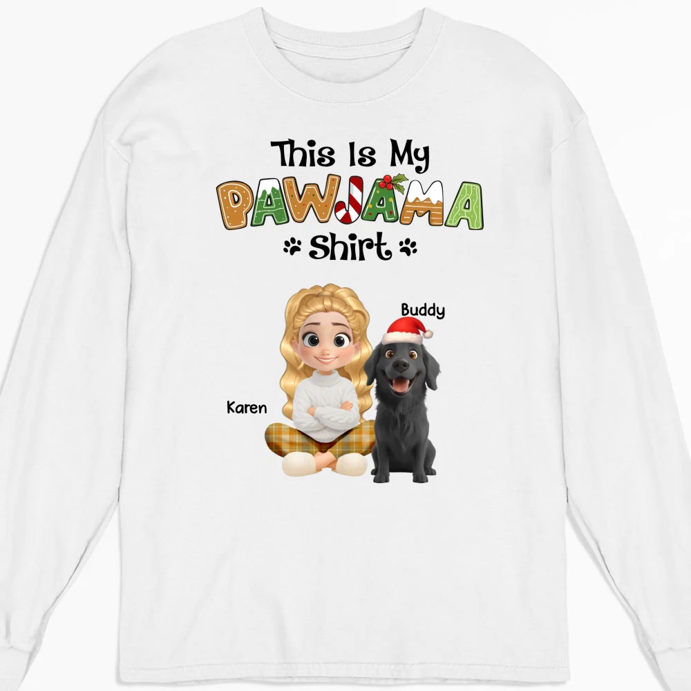 Pawjama Shirt Cartoon - Personalized Custom Long Sleeve T-Shirt - Image 4