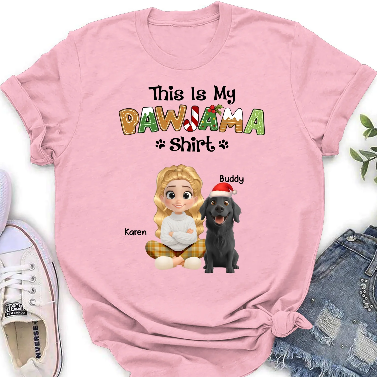 Pawjama Shirt Cartoon - Personalized Custom Women T-Shirt - Image 5