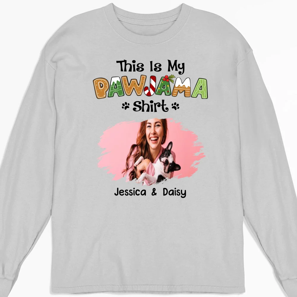 Pawjama Shirt Cartoon Photo - Personalized Custom Long Sleeve T-Shirt - Image 3