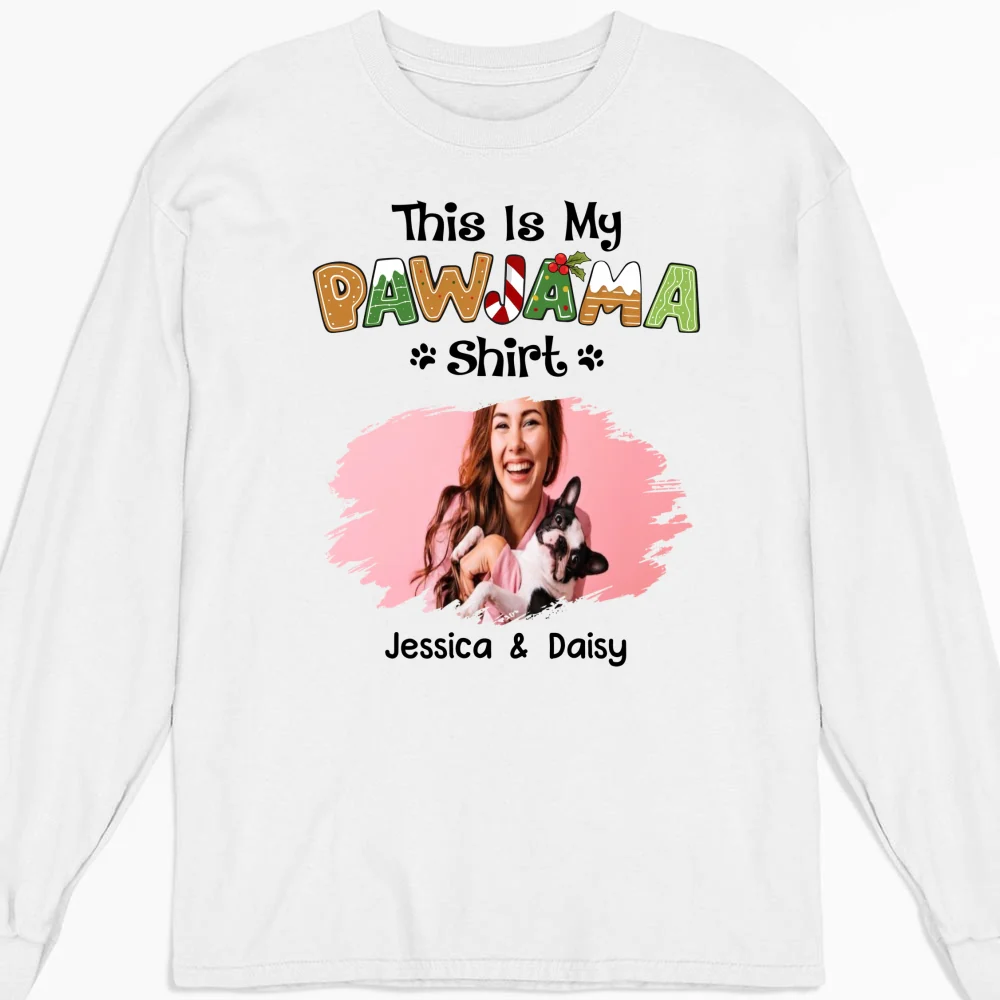 Pawjama Shirt Cartoon Photo - Personalized Custom Long Sleeve T-Shirt - Image 4