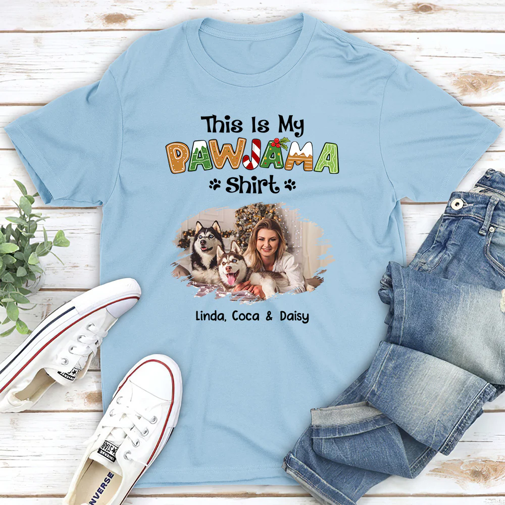 Pawjama Shirt Cartoon Photo - Personalized Custom Unisex T-shirt - Image 2