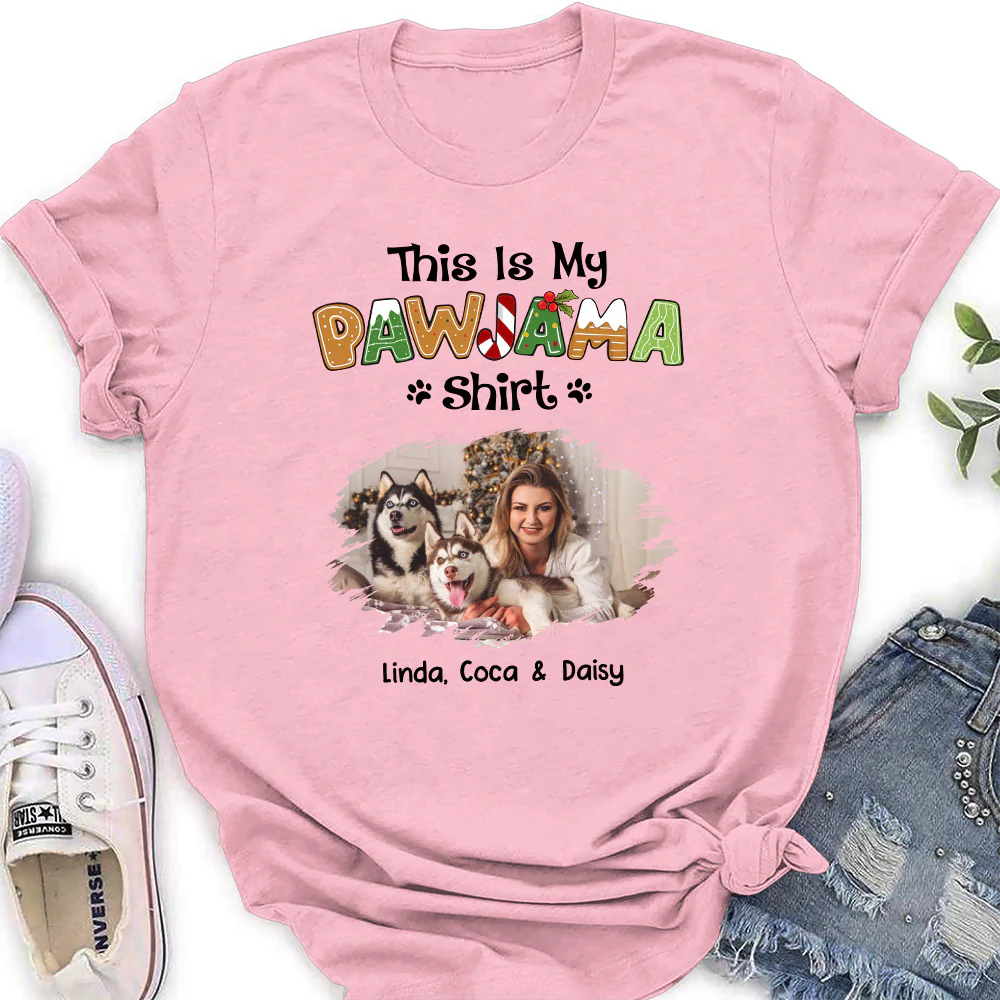 Pawjama Shirt Cartoon Photo - Personalized Custom Women T-Shirt - Image 2