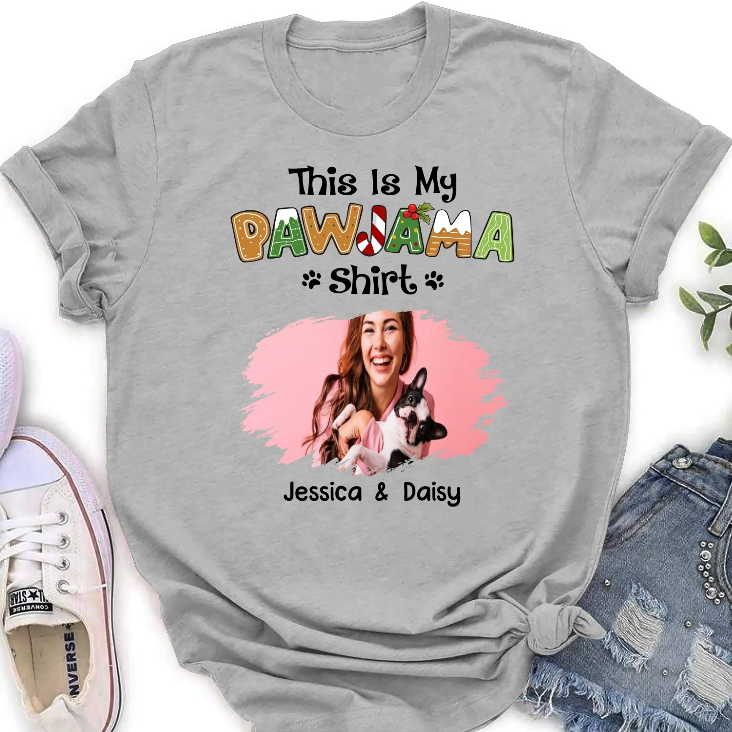 Pawjama Shirt Cartoon Photo - Personalized Custom Women T-Shirt - Image 4