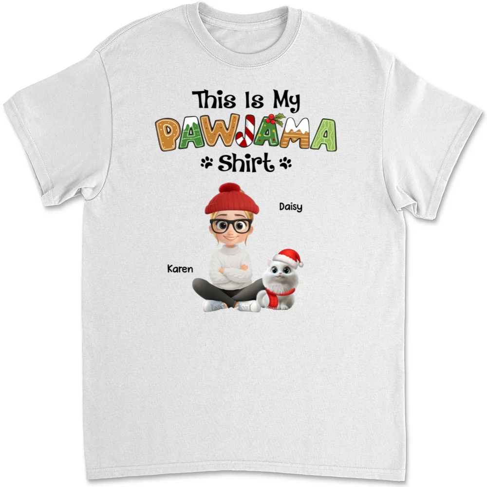 Pawjama Shirt Cartoon Ver Cat - Personalized Custom Unisex T-Shirt - Image 3