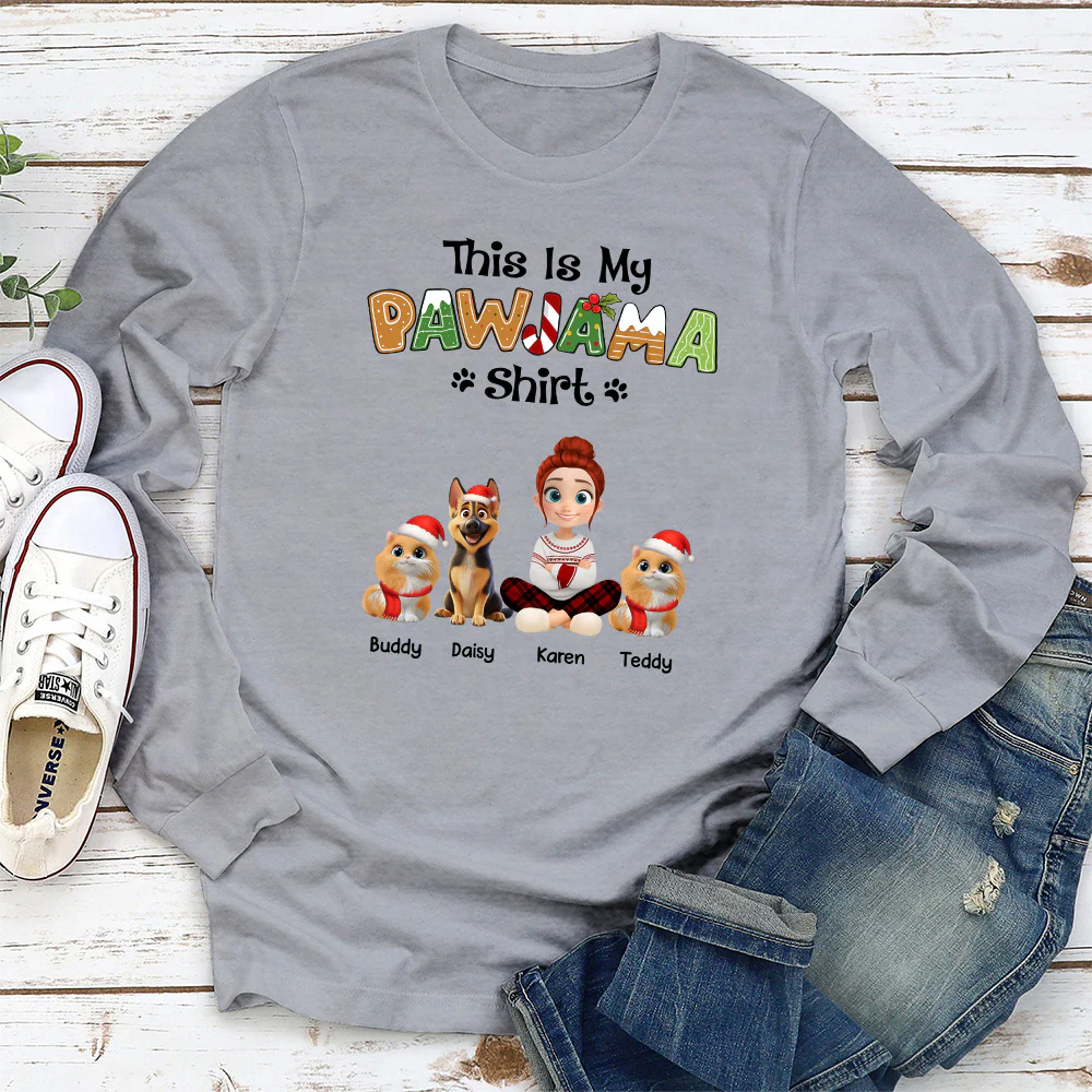 Pawjama Shirt Cartoon Ver Pet - Personalized Custom Long Sleeve T-Shirt - Image 2