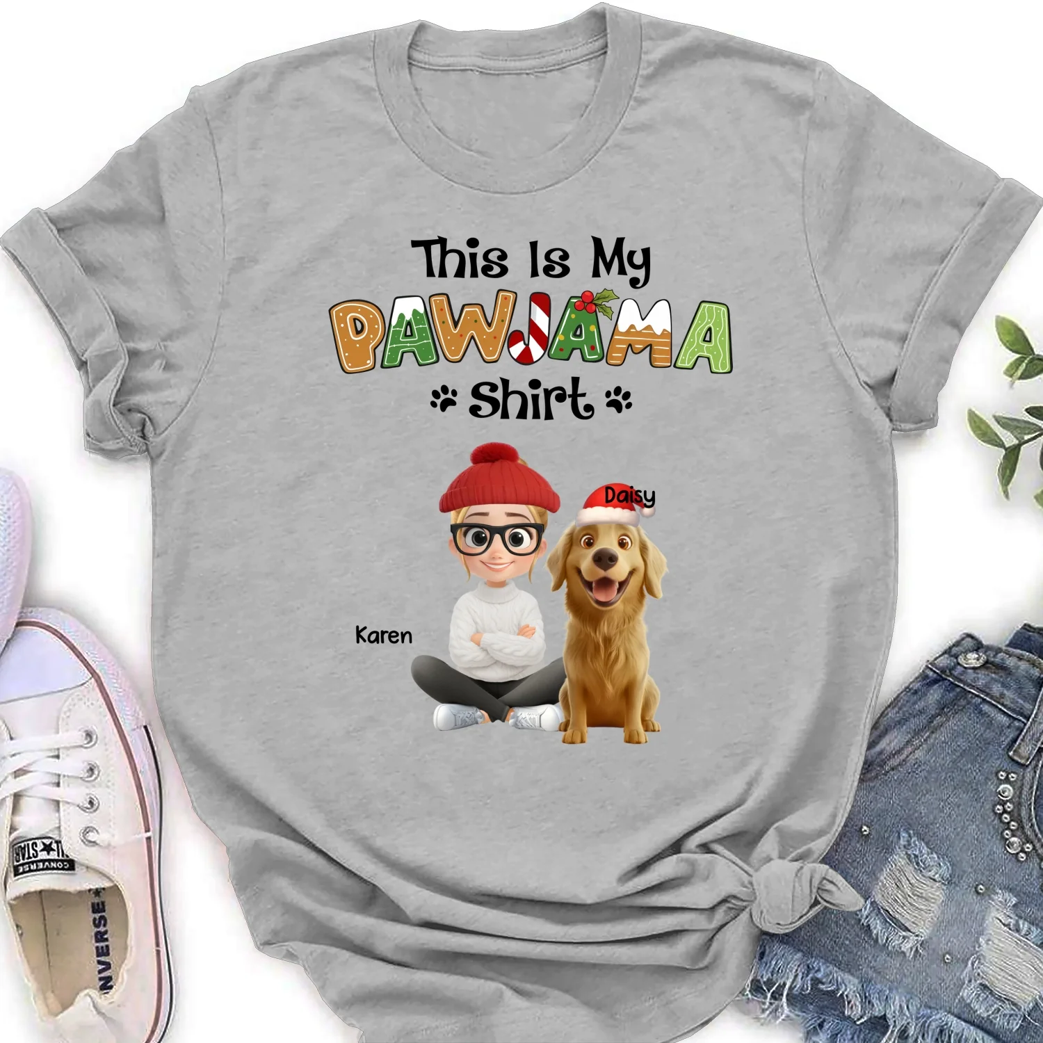 Pawjama Shirt Cartoon Ver Pet - Personalized Custom Women's T-Shirt - Image 4