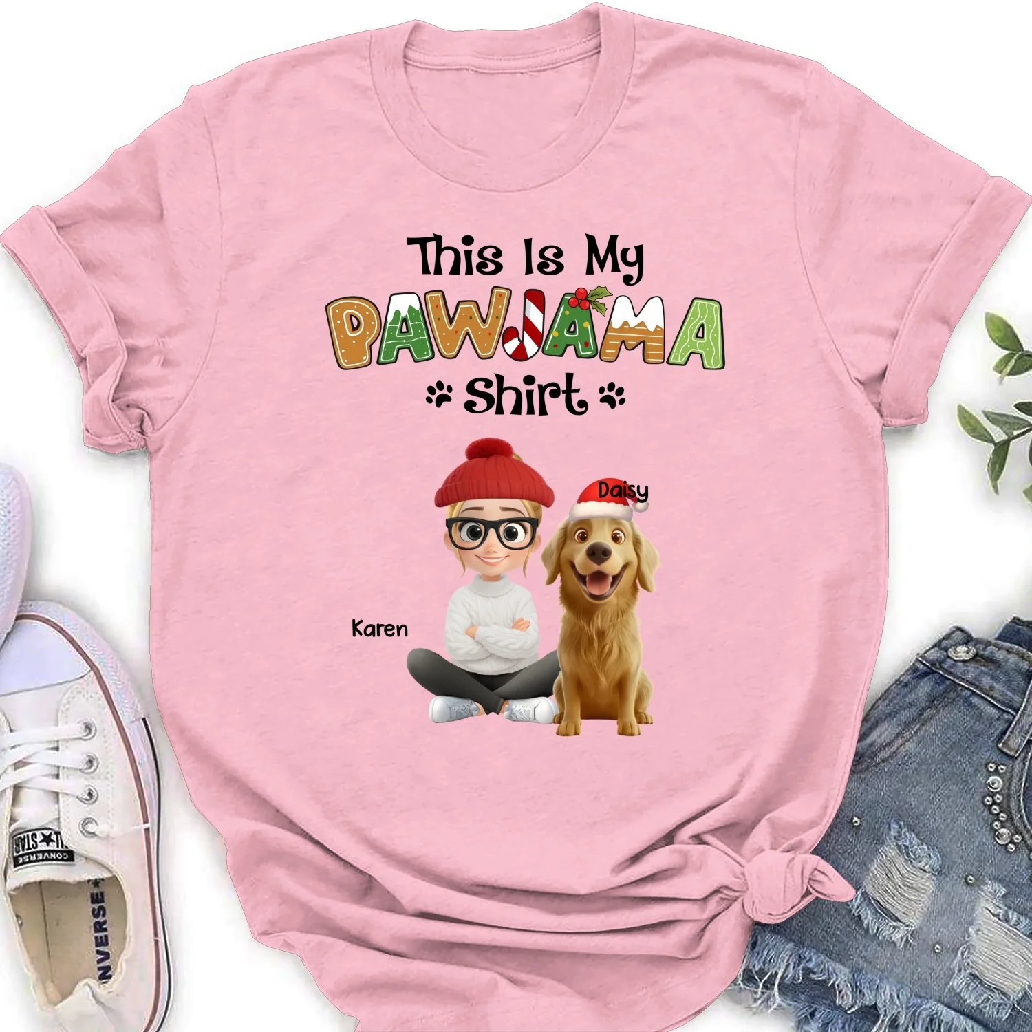 Pawjama Shirt Cartoon Ver Pet - Personalized Custom Women's T-Shirt - Image 5
