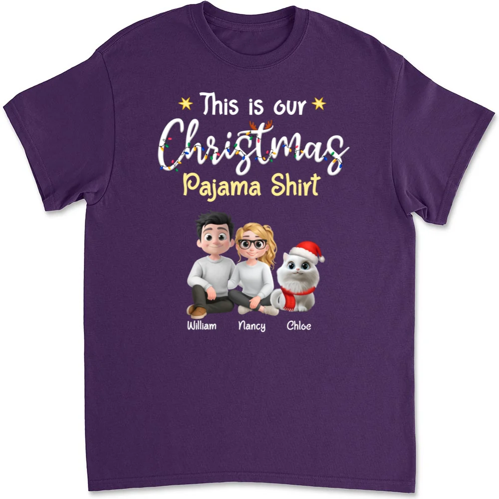 Pawjama Shirt Cat Christmas Ver Couple - Personalized Custom Unisex T-Shirt - Image 10