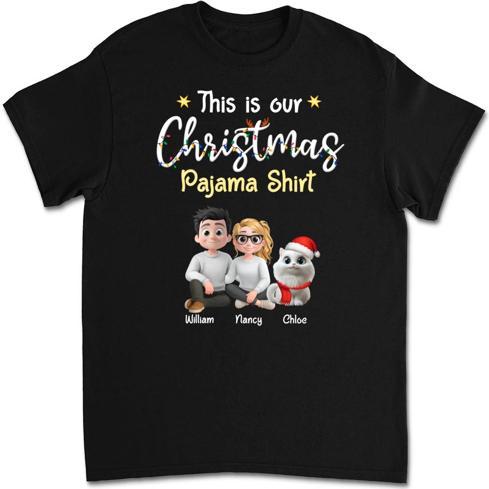 Pawjama Shirt Cat Christmas Ver Couple - Personalized Custom Unisex T-Shirt - Image 7