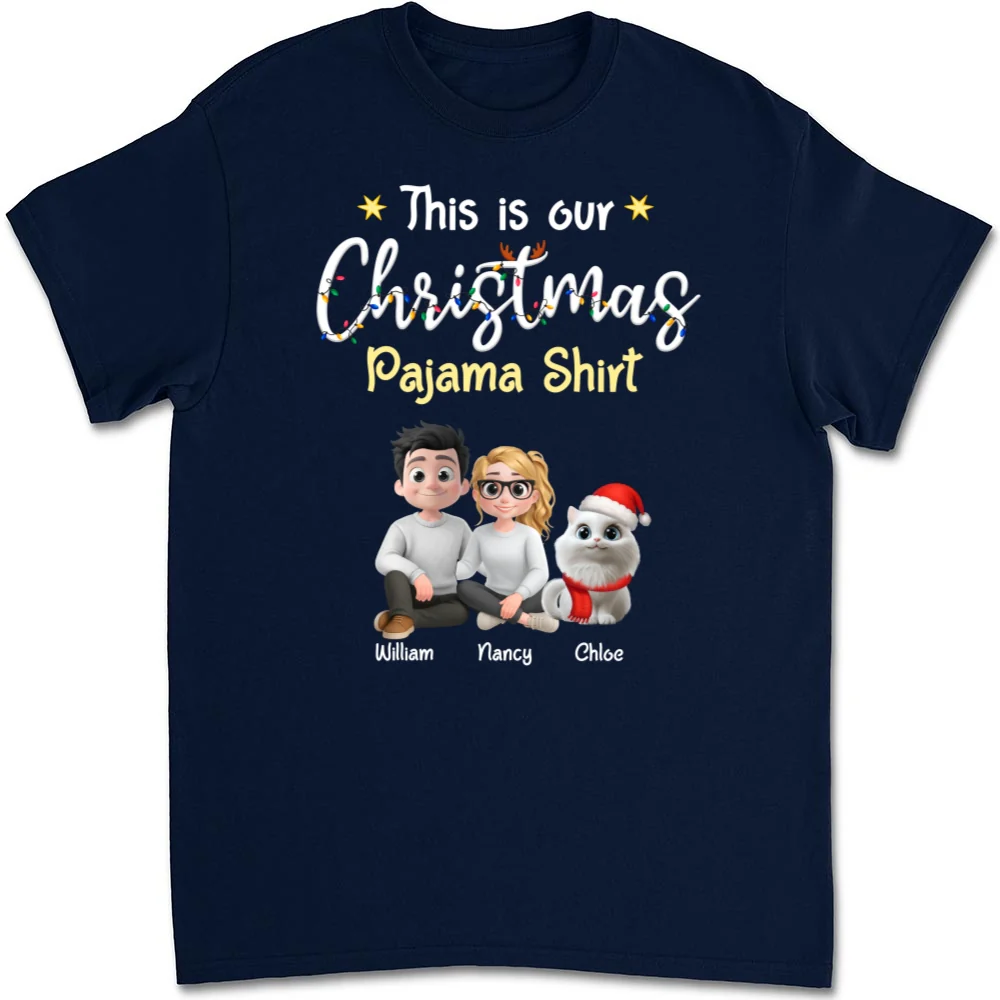 Pawjama Shirt Cat Christmas Ver Couple - Personalized Custom Unisex T-Shirt - Image 8