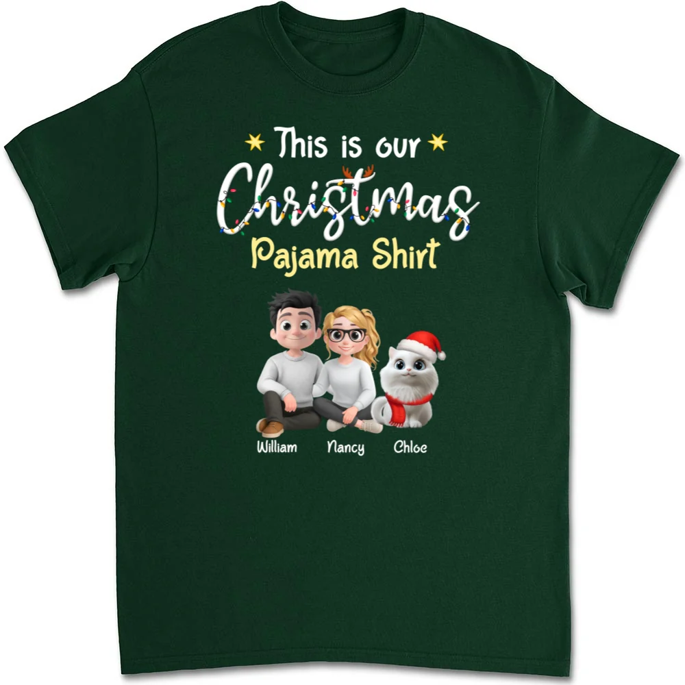 Pawjama Shirt Cat Christmas Ver Couple - Personalized Custom Unisex T-Shirt - Image 9
