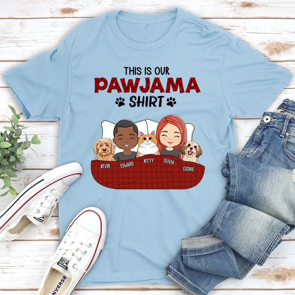 Pawjama Shirt Couple - Personalized Custom Unisex T-shirt - Image 3