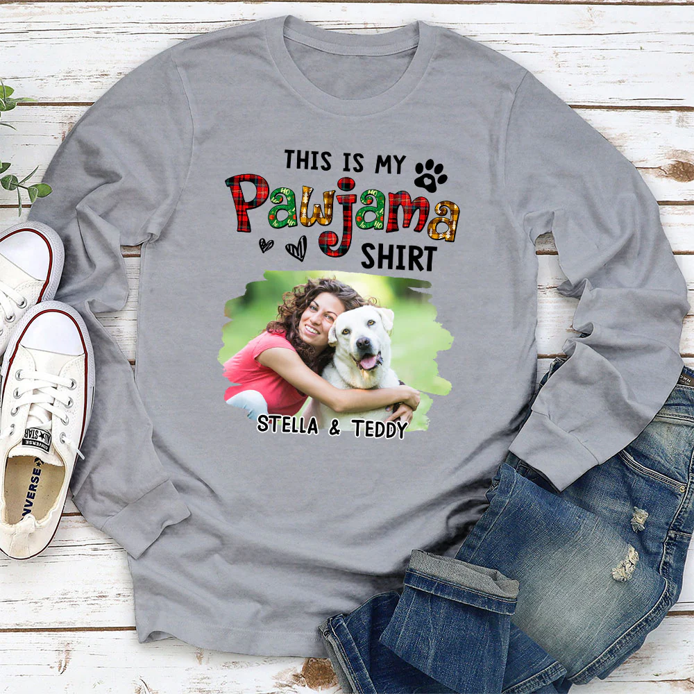Pawjama Shirt Funny Cartoon Photo - Personalized Custom Long Sleeve T-shirt