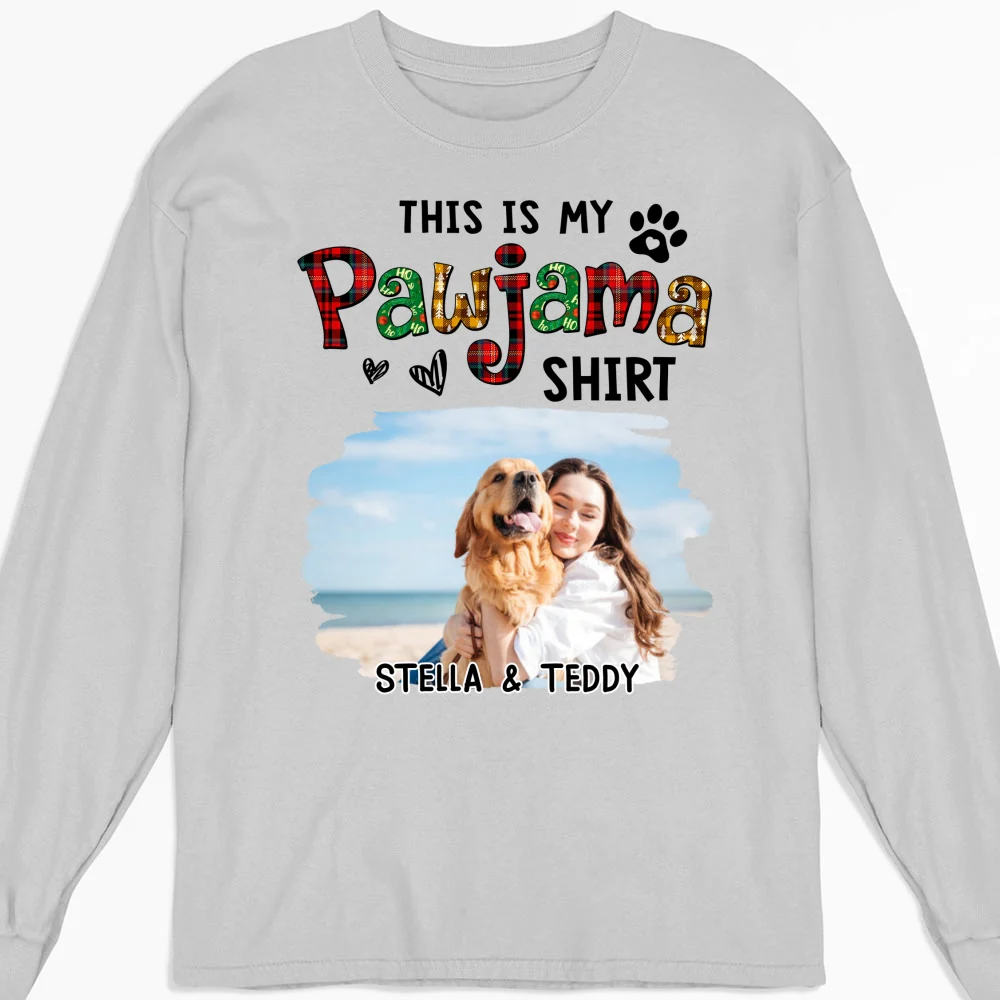 Pawjama Shirt Funny Cartoon Photo - Personalized Custom Long Sleeve T-shirt - Image 5