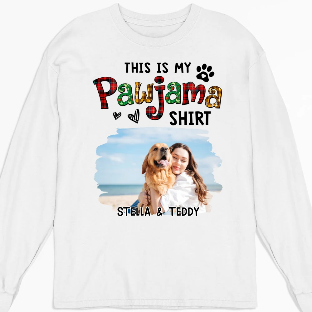 Pawjama Shirt Funny Cartoon Photo - Personalized Custom Long Sleeve T-shirt - Image 6