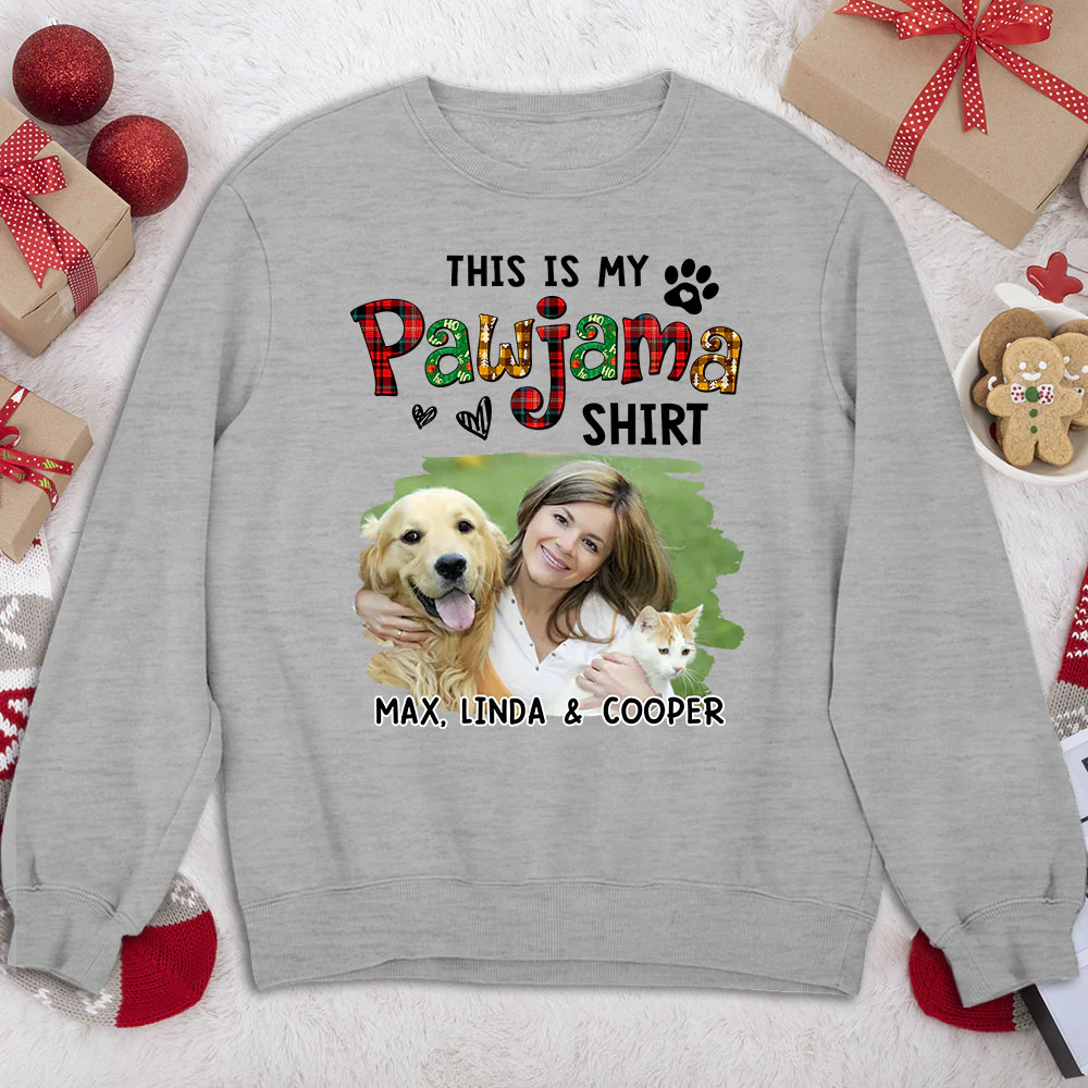 Pawjama Shirt Funny Cartoon Photo - Personalized Custom Sweatshirt - Image 2