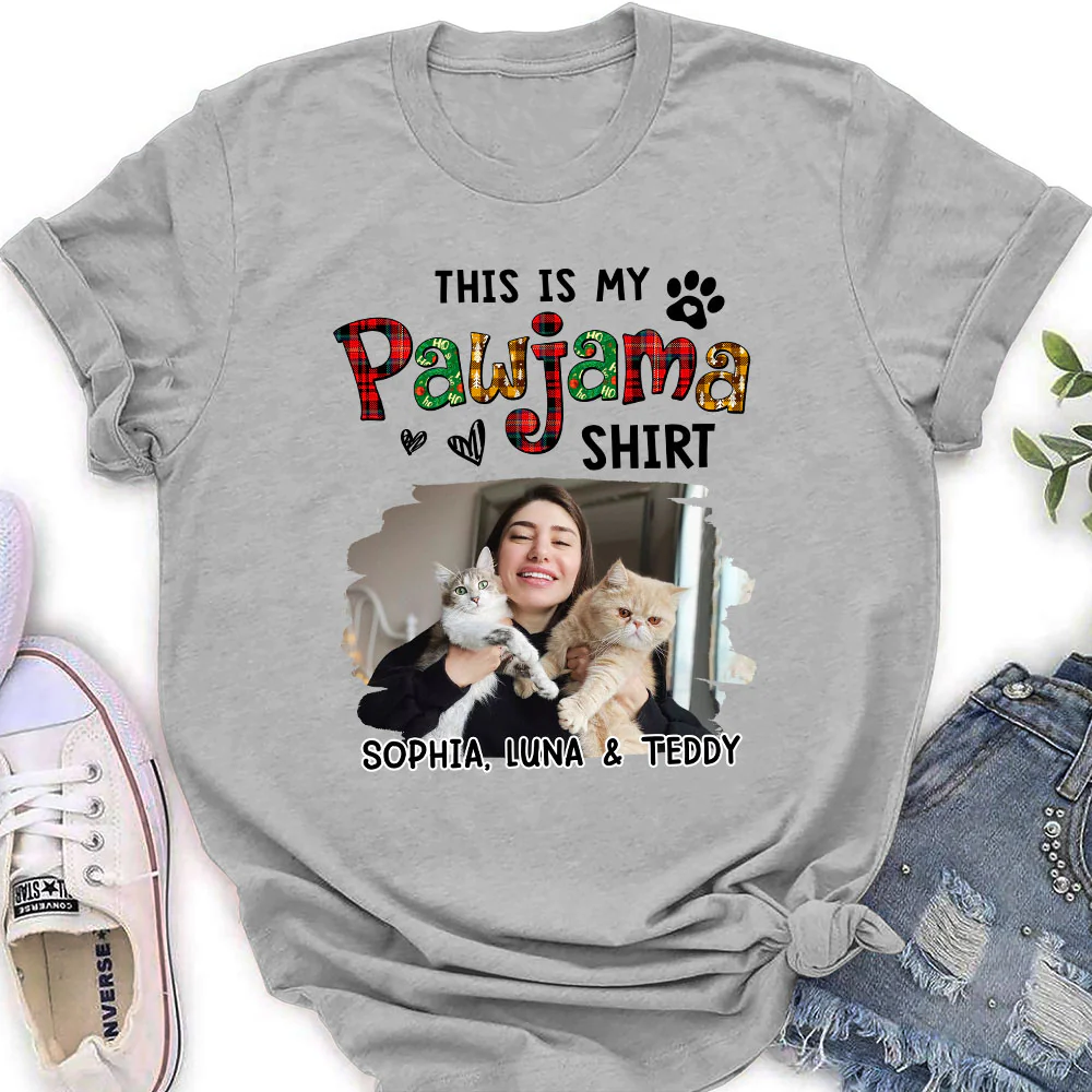 Pawjama Shirt Funny Cartoon Photo - Personalized Custom Women's T-shirt - Image 2