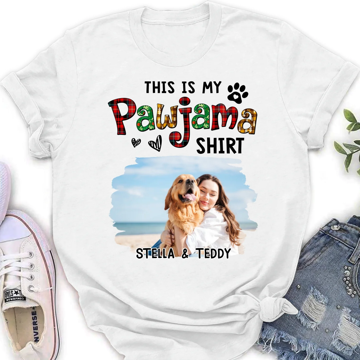 Pawjama Shirt Funny Cartoon Photo - Personalized Custom Women's T-shirt - Image 5