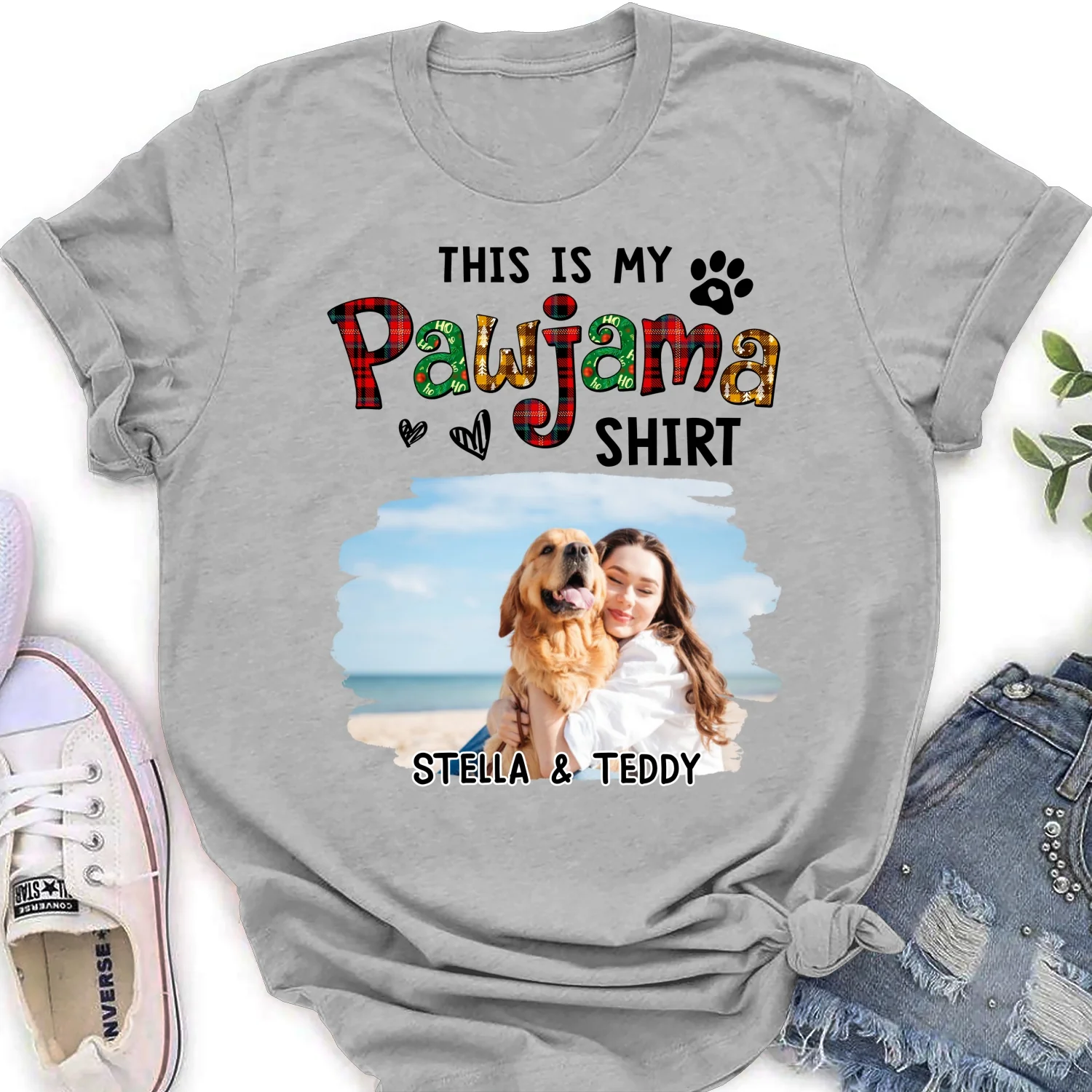 Pawjama Shirt Funny Cartoon Photo - Personalized Custom Women's T-shirt - Image 6