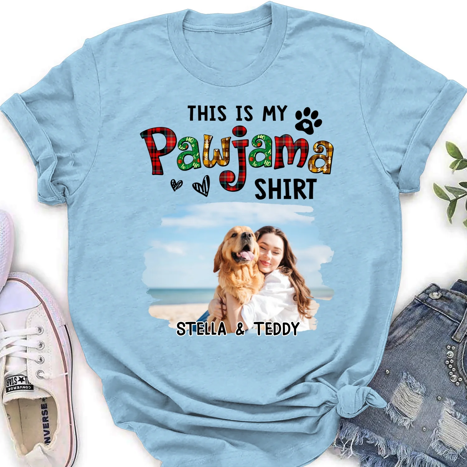 Pawjama Shirt Funny Cartoon Photo - Personalized Custom Women's T-shirt - Image 8