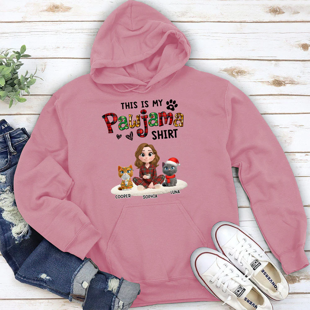 Pawjama Shirt Funny Cartoon Ver Cat - Personalized Custom Hoodie - Image 3