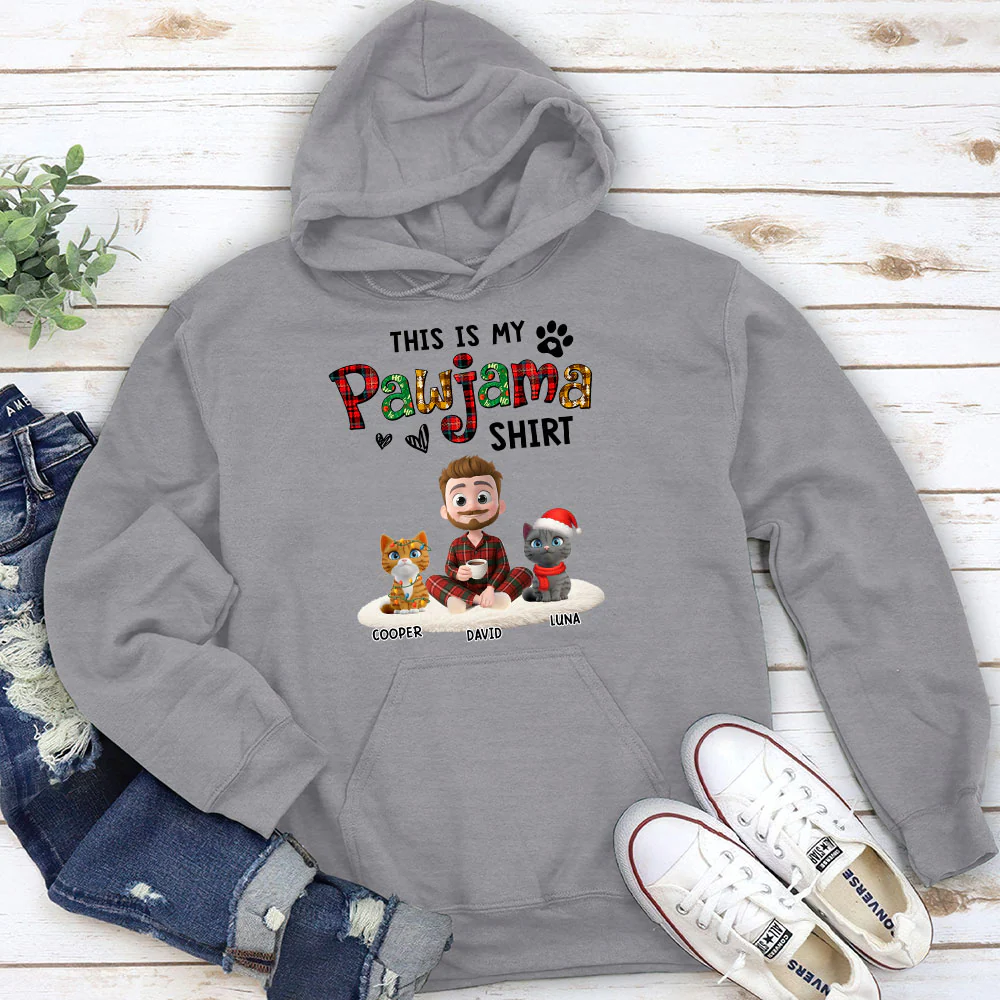 Pawjama Shirt Funny Cartoon Ver Cat - Personalized Custom Hoodie - Image 4