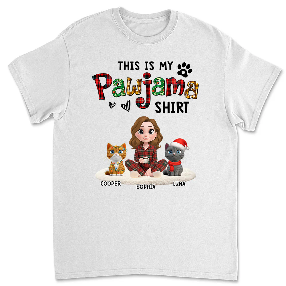 Pawjama Shirt Funny Cartoon Ver Cat - Personalized Custom Unisex T-Shirt