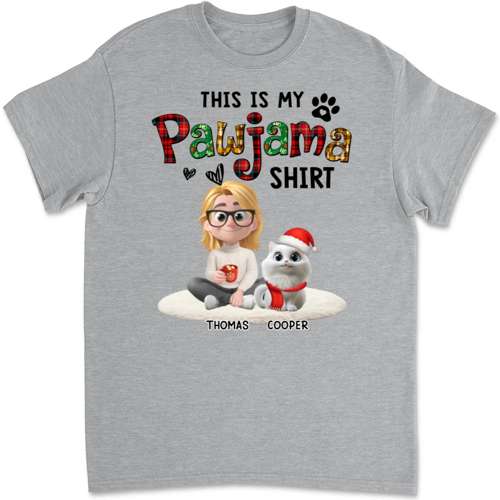 Pawjama Shirt Funny Cartoon Ver Cat - Personalized Custom Unisex T-Shirt - Image 6
