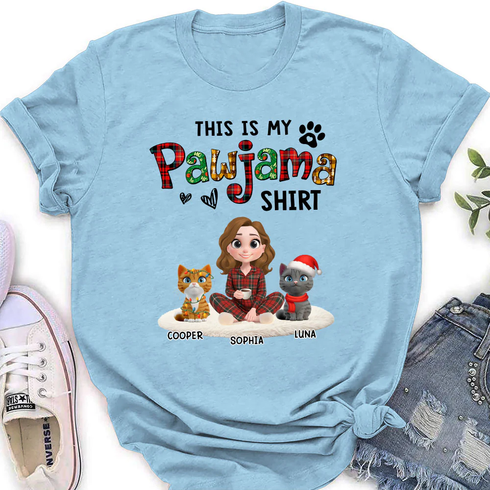 Pawjama Shirt Funny Cartoon Ver Cat - Personalized Custom Women's T-shirt - Image 4
