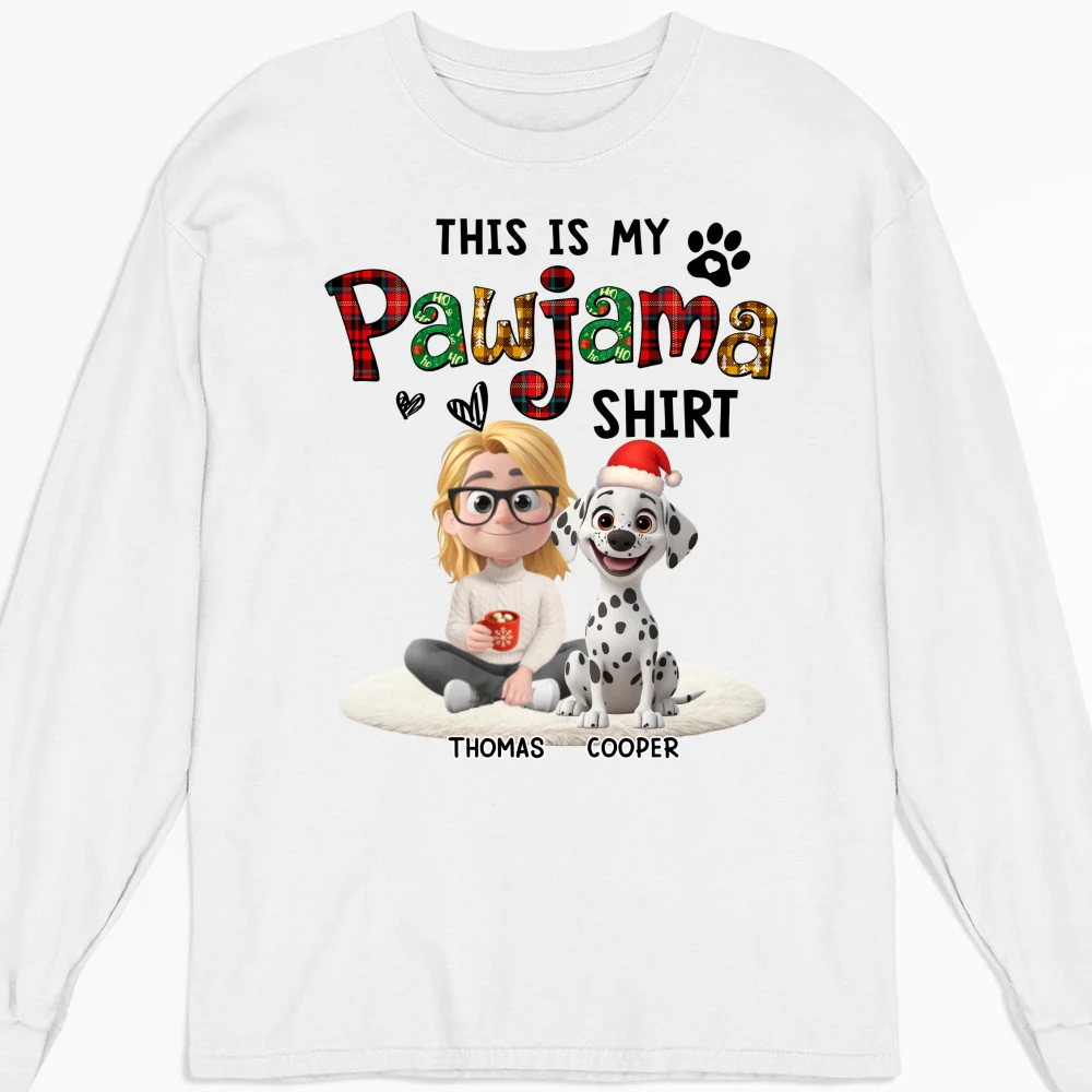 Pawjama Shirt Funny Cartoon Ver Pet - Personalized Custom Long Sleeve T-shirt - Image 4