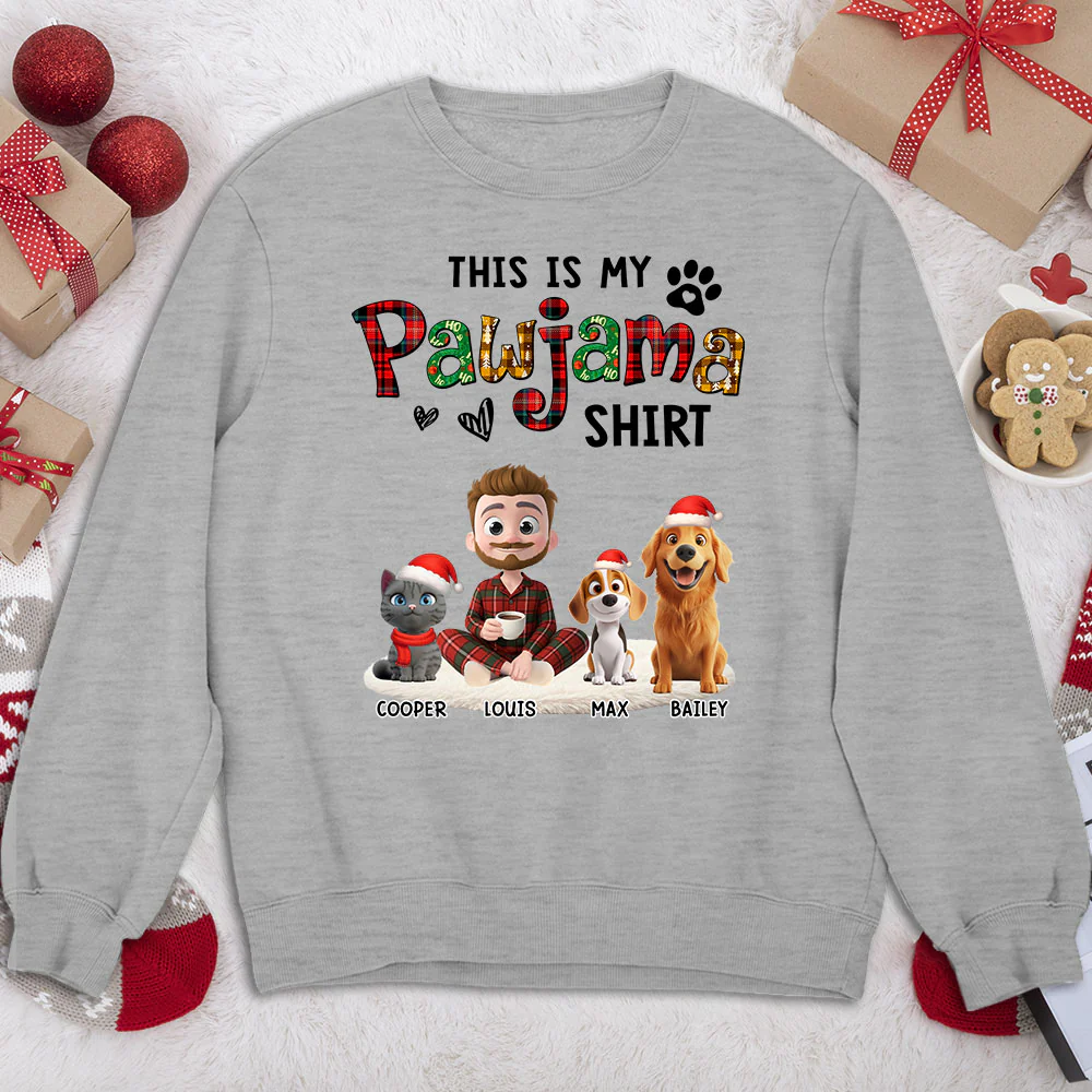 Pawjama Shirt Funny Cartoon Ver Pet - Personalized Custom Sweatshirt - Image 2