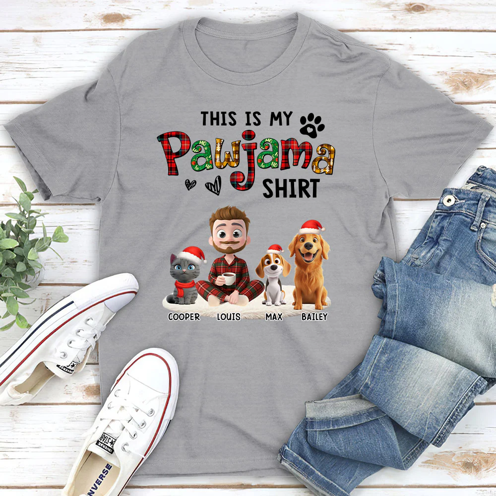 Pawjama Shirt Funny Cartoon Ver Pet - Personalized Custom Unisex T-Shirt - Image 2