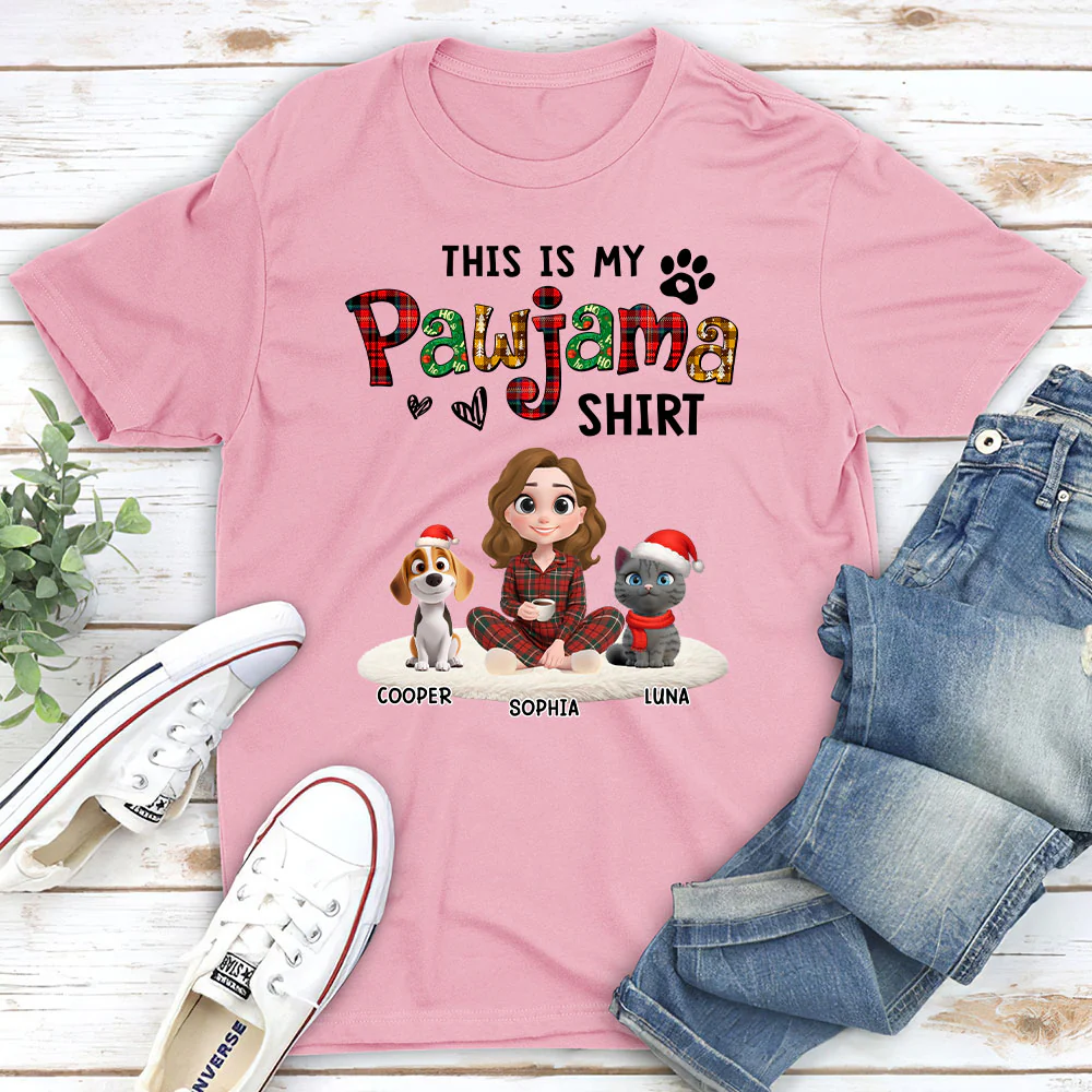 Pawjama Shirt Funny Cartoon Ver Pet - Personalized Custom Unisex T-Shirt - Image 3