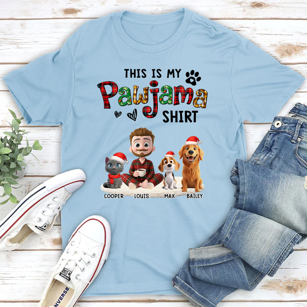 Pawjama Shirt Funny Cartoon Ver Pet - Personalized Custom Unisex T-Shirt - Image 4