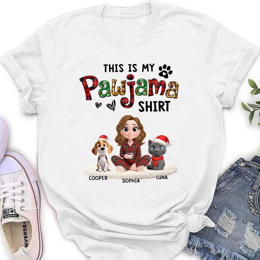 Pawjama Shirt Funny Cartoon Ver Pet - Personalized Custom Women's T-shirt - Image 3