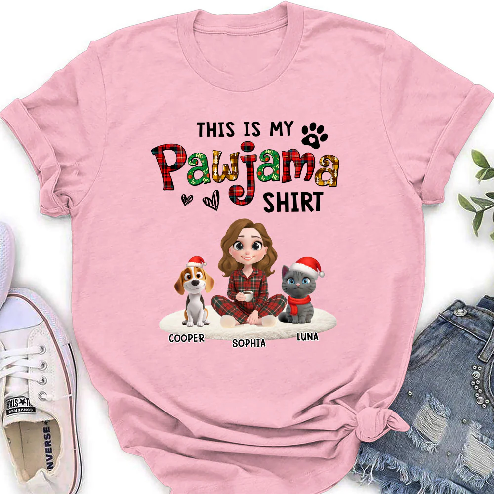 Pawjama Shirt Funny Cartoon Ver Pet - Personalized Custom Women's T-shirt - Image 4