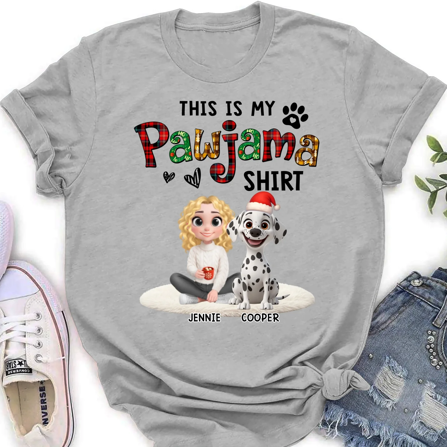 Pawjama Shirt Funny Cartoon Ver Pet - Personalized Custom Women's T-shirt - Image 6