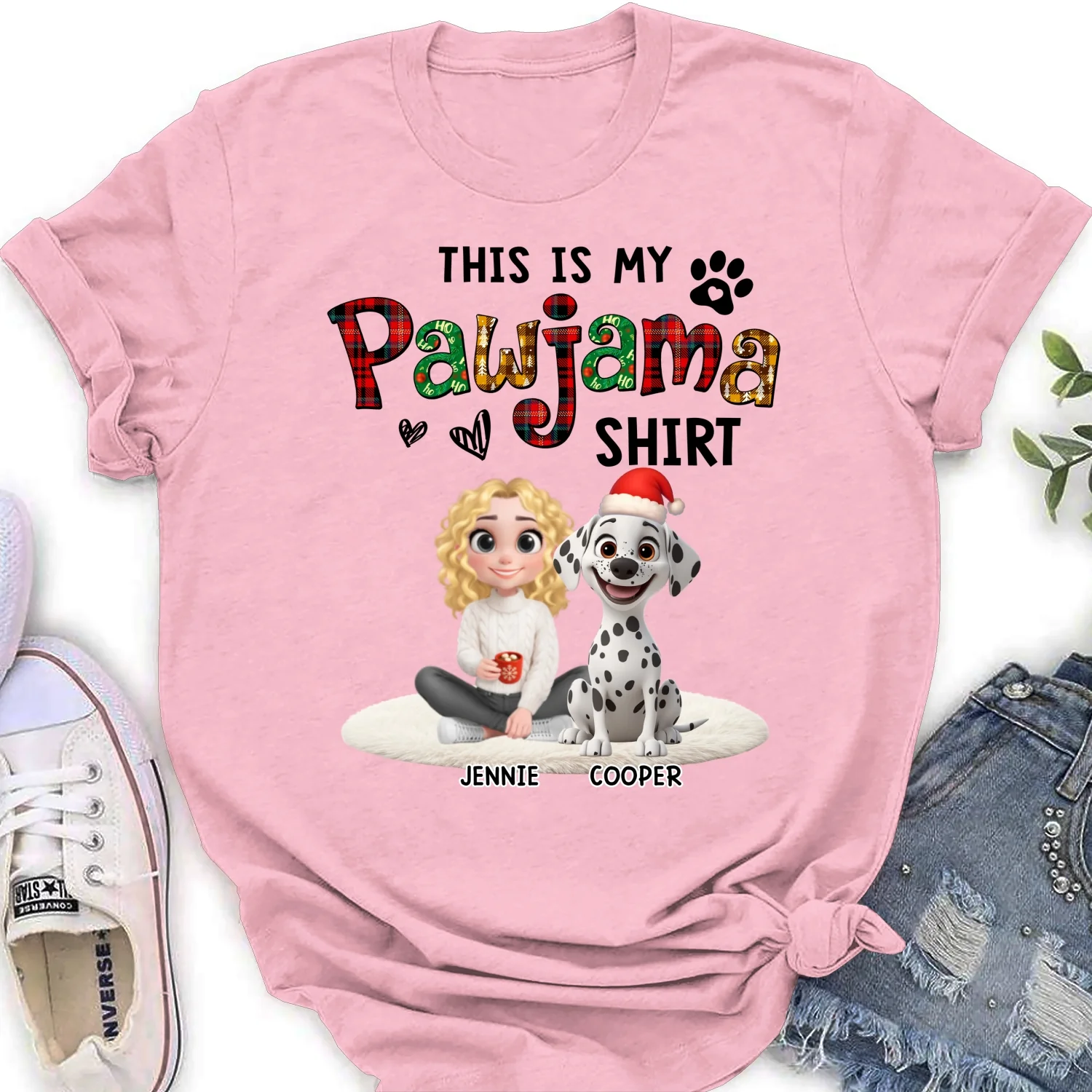 Pawjama Shirt Funny Cartoon Ver Pet - Personalized Custom Women's T-shirt - Image 7