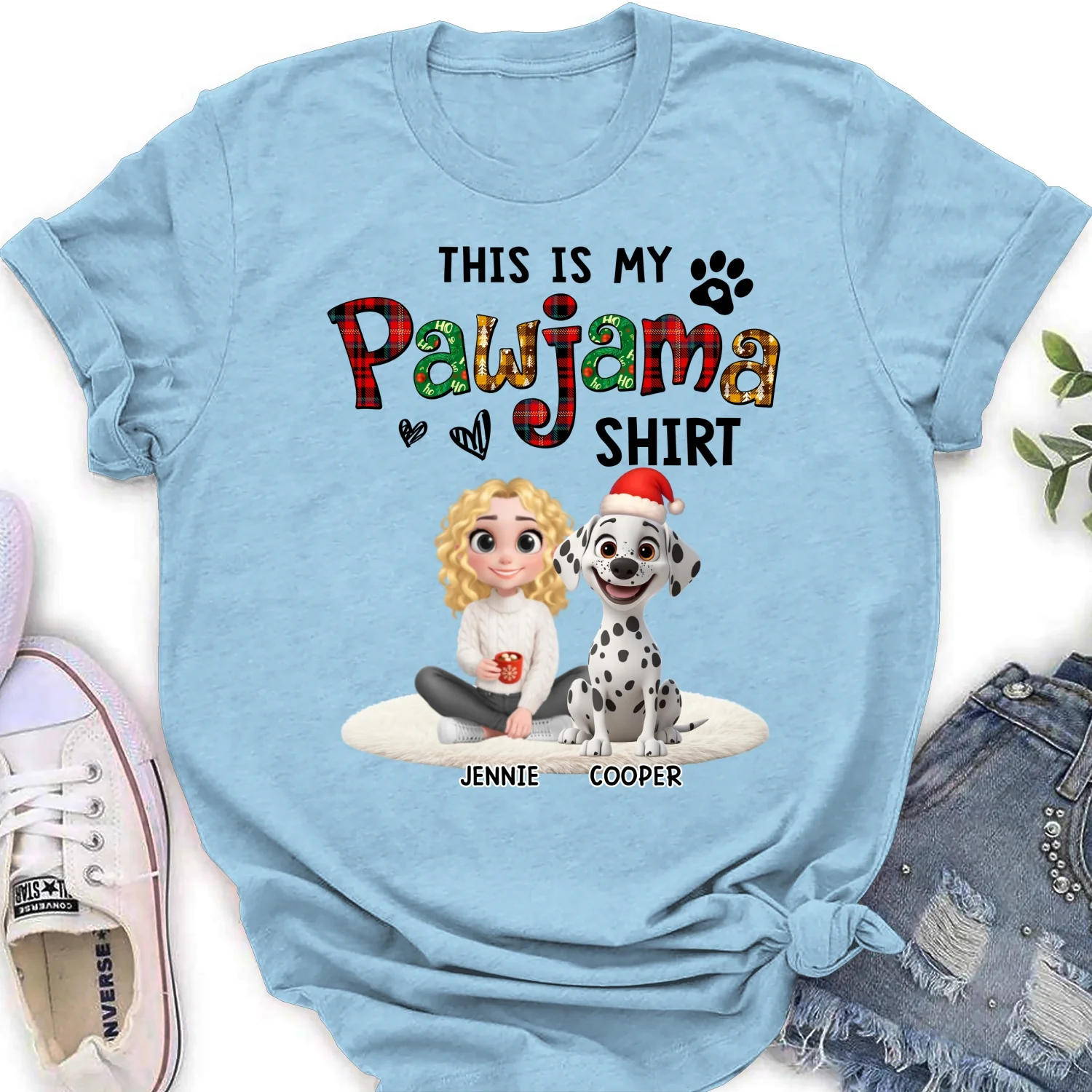 Pawjama Shirt Funny Cartoon Ver Pet - Personalized Custom Women's T-shirt - Image 8