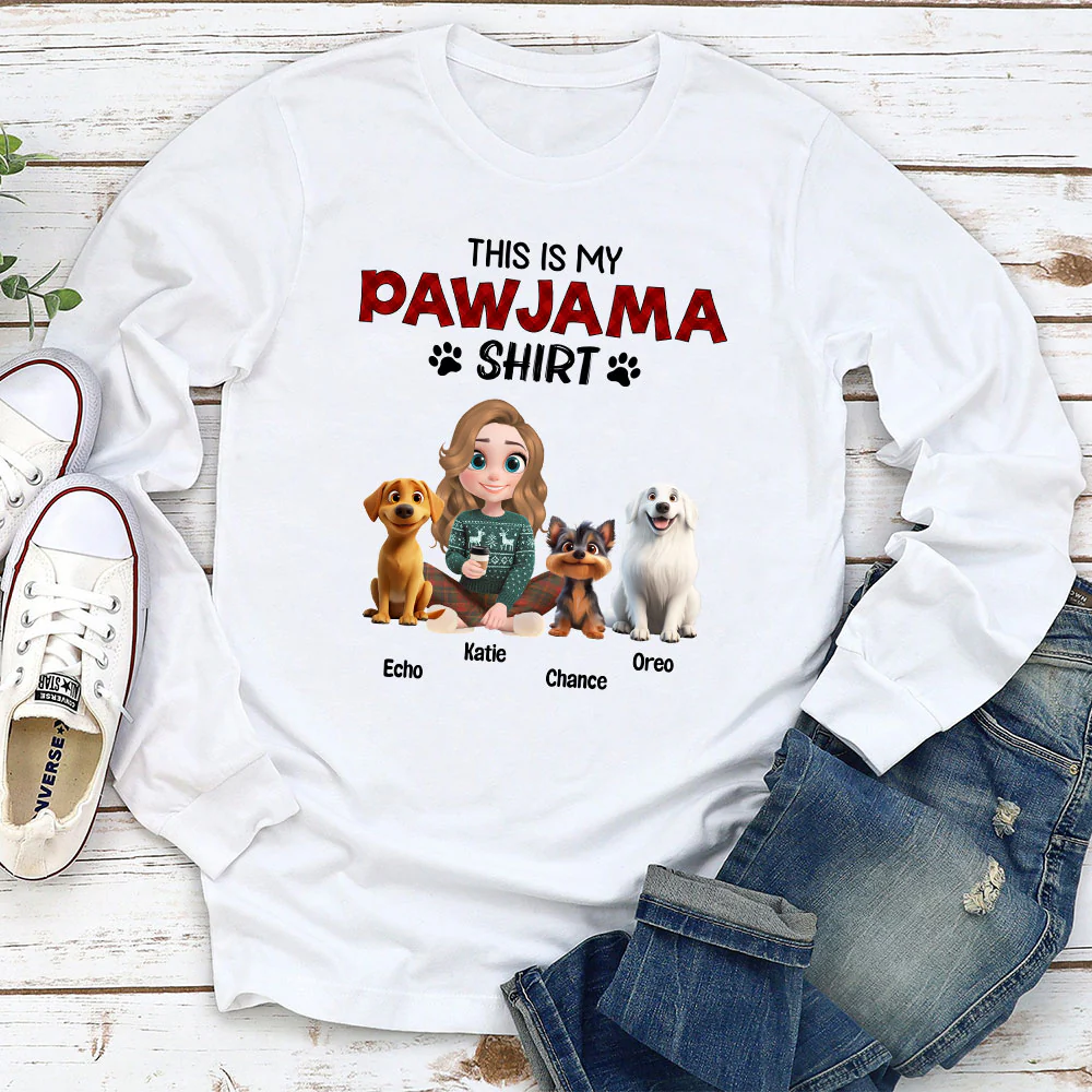 Pawjama Shirt New Style Cartoon - Personalized Custom Long Sleeve T-shirt - Image 3