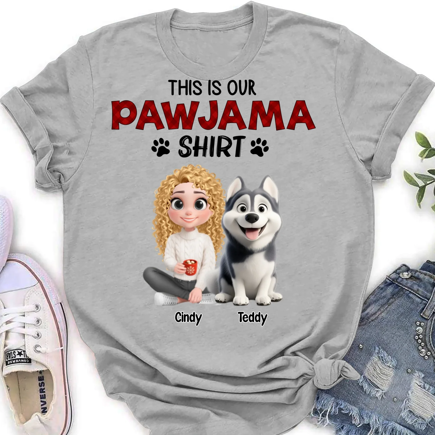 Pawjama Shirt New Style Cartoon - Personalized Custom Women's T-Shirt - Image 8