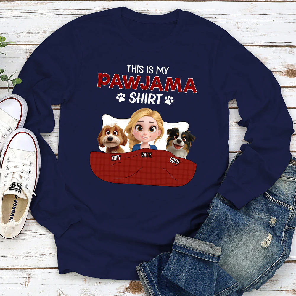 Pawjama Shirt New Style Dark Version - Personalized Custom Long Sleeve T-Shirt - Image 2