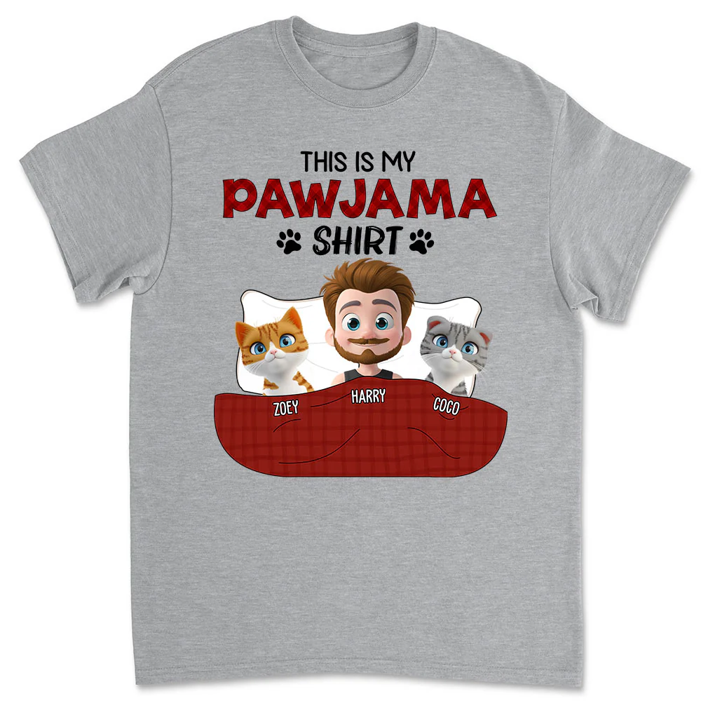 Pawjama Shirt New Style Of Cat Dad - Personalized Custom Unisex T-Shirt